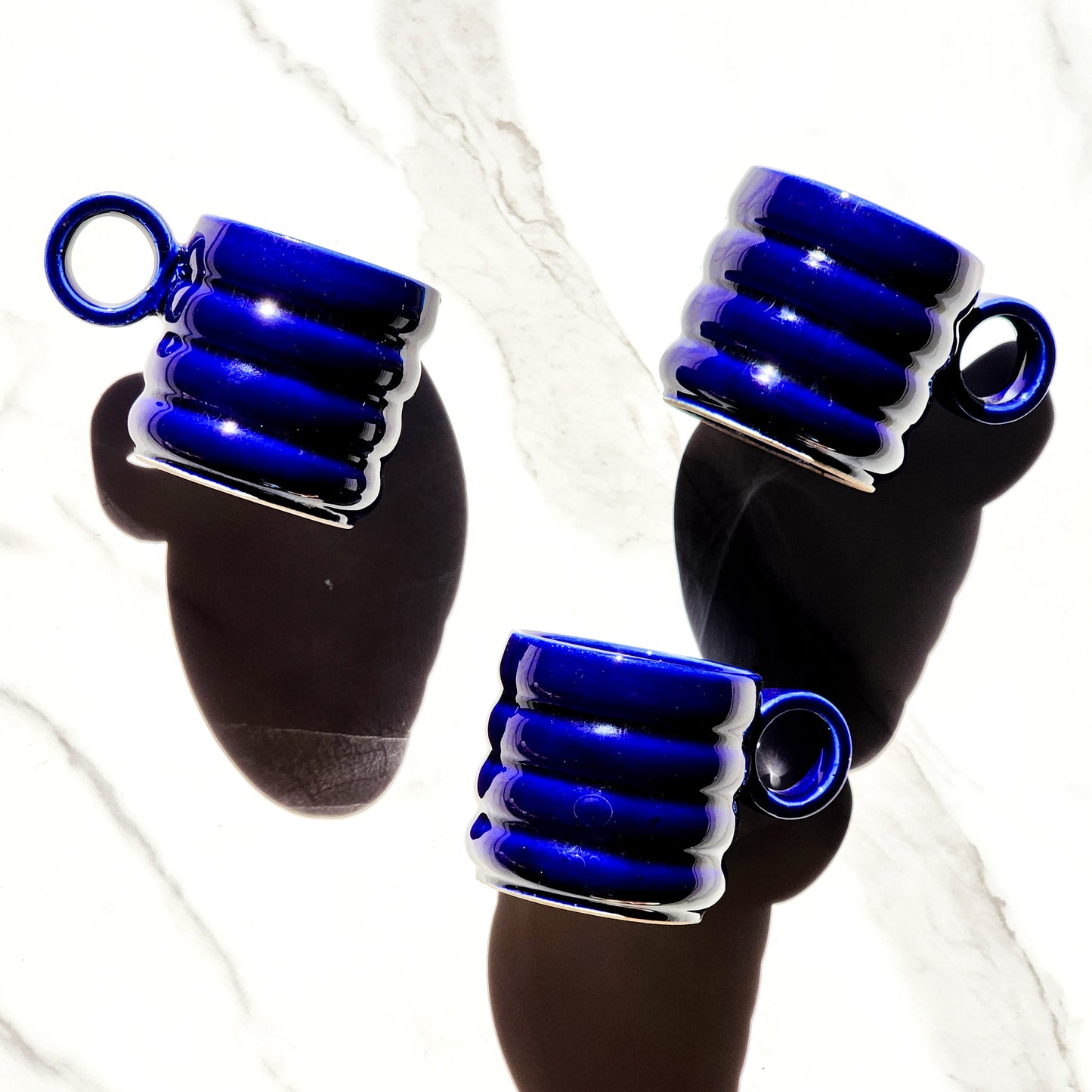 Vintage Blue Ceramic "Bubble" Mug Set - Reclaimed Mt. Goods