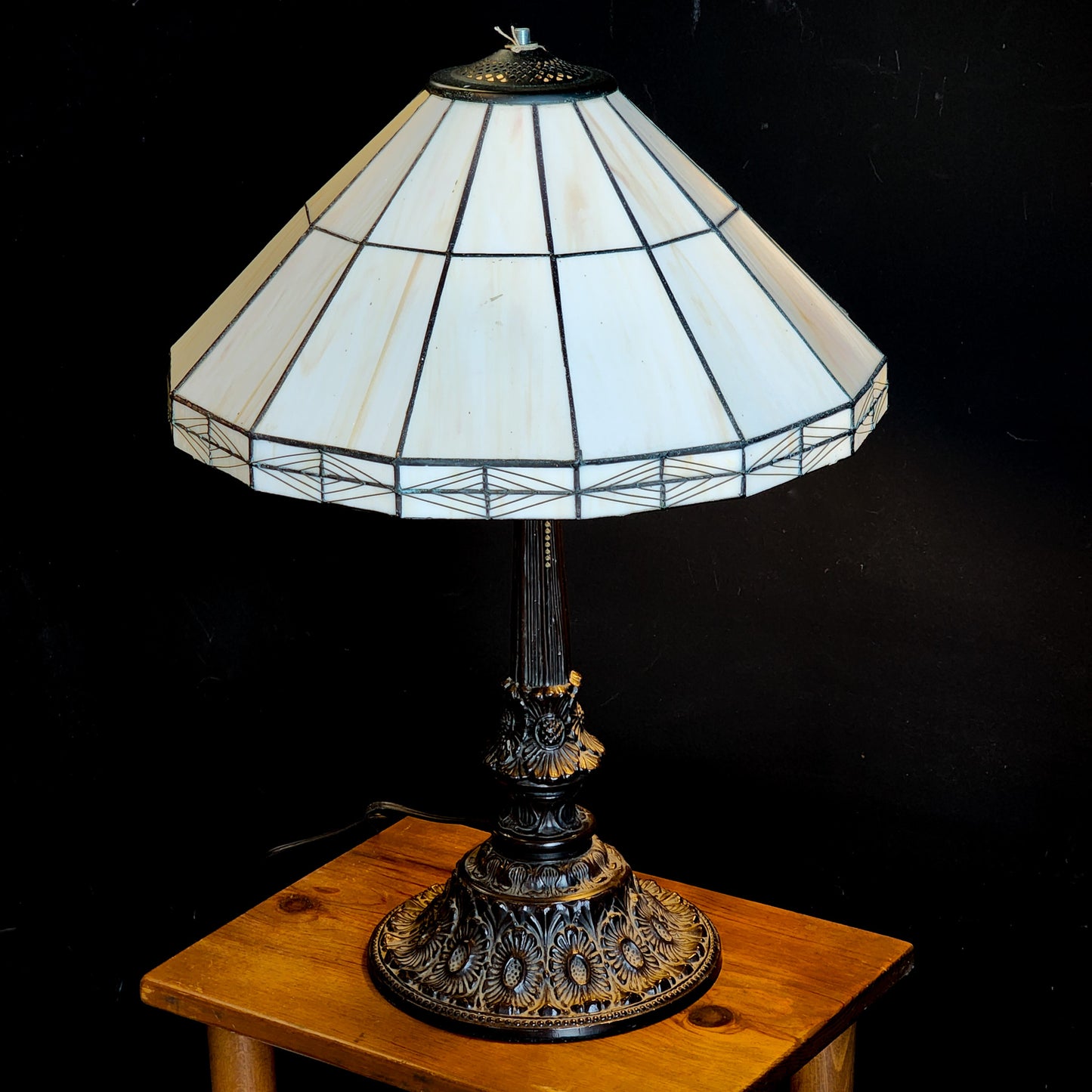 Stunning Double-Bulb Stained Glass Tiffanie Lamp (Re-Production) - Reclaimed Mt. Goods