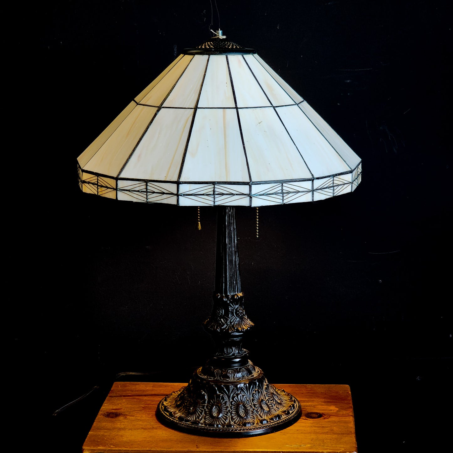 Stunning Double-Bulb Stained Glass Tiffanie Lamp (Re-Production) - Reclaimed Mt. Goods