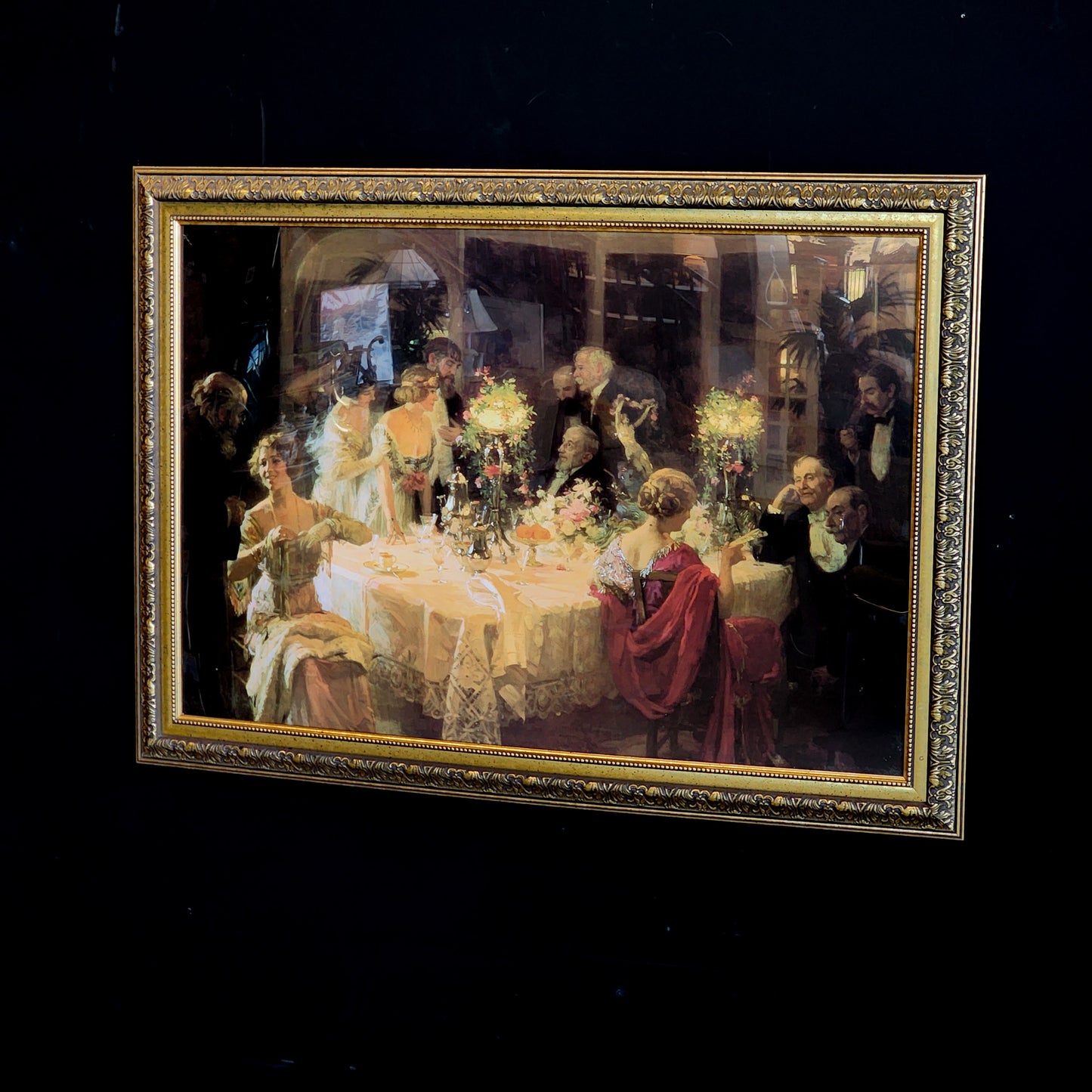 Large & Lovely Ornate Framed Print of "The End of Dinner" - Reclaimed Mt. Goods