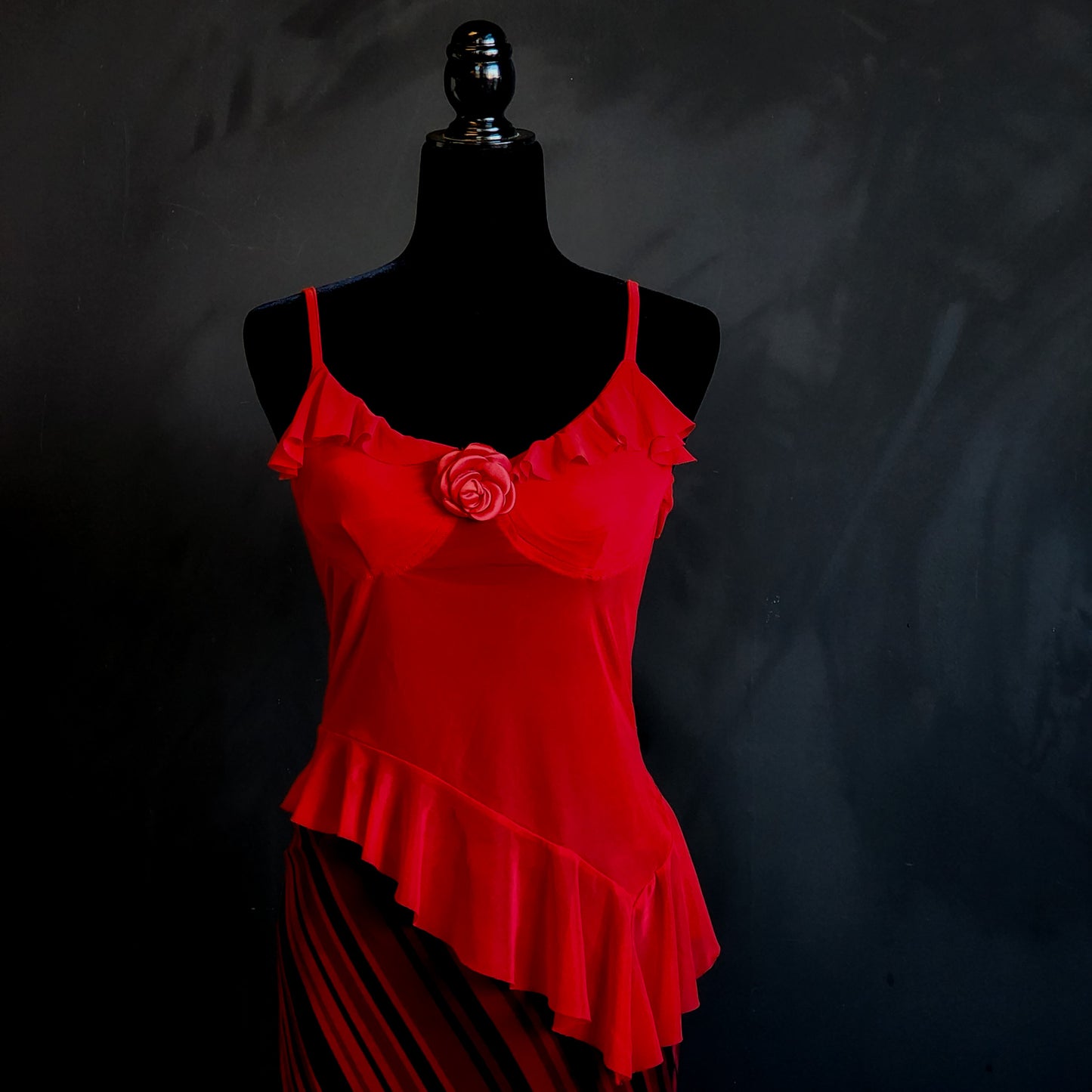 Modern Y2K Inspired "High-Low" Red Rose Blouse (L) - Reclaimed Mt. Goods
