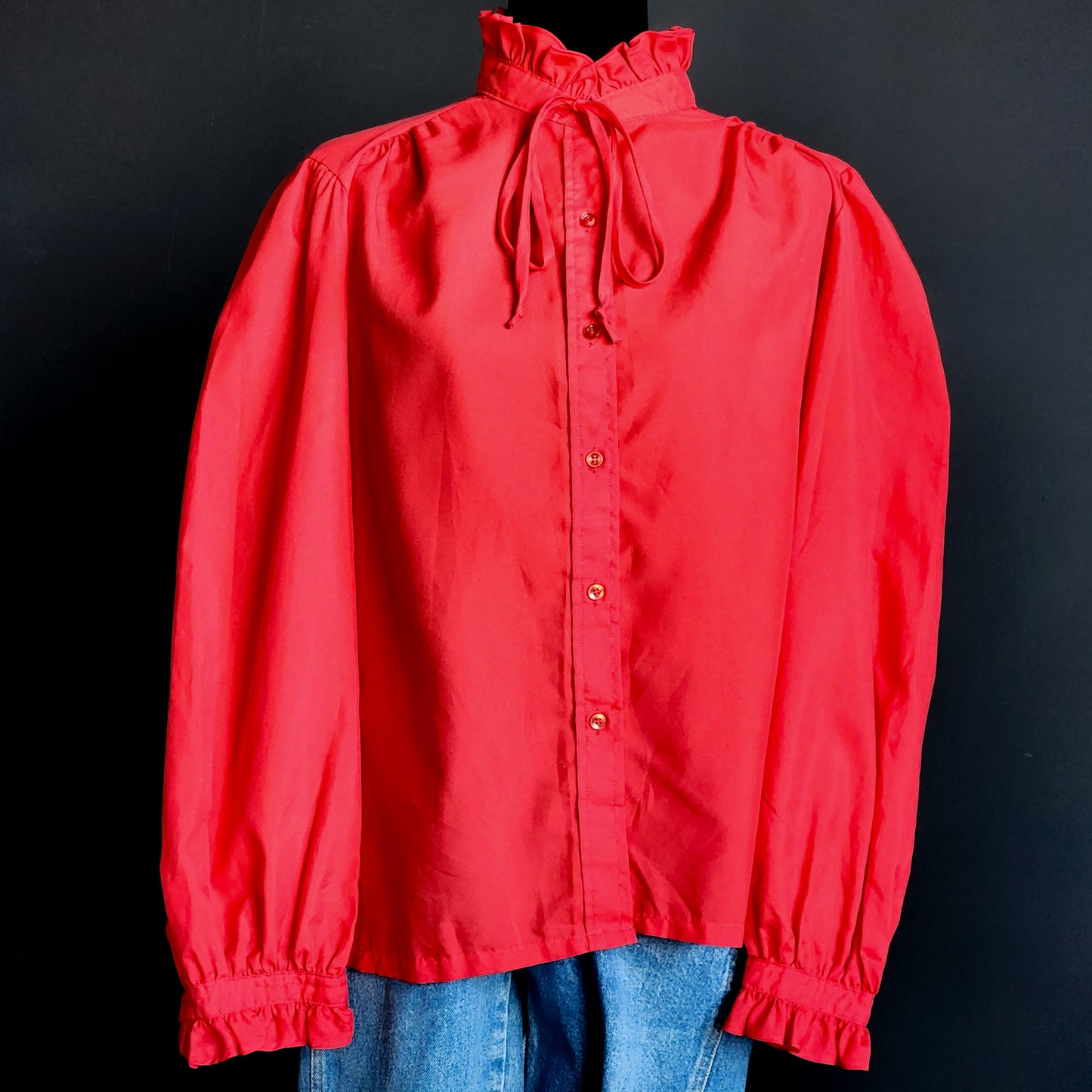 Vintage Red Ruffly & Bow Blouse (18) - Reclaimed Mt. Goods