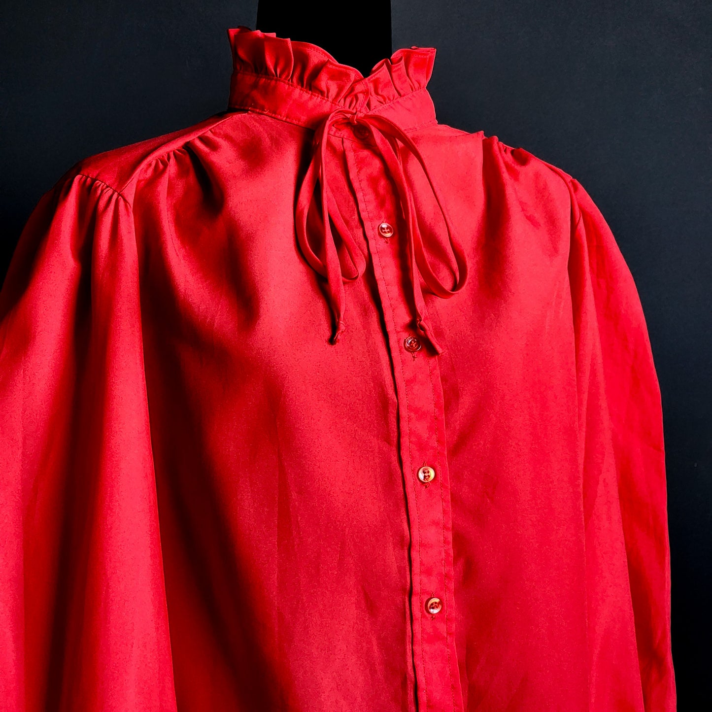 Vintage Red Ruffly & Bow Blouse (18) - Reclaimed Mt. Goods