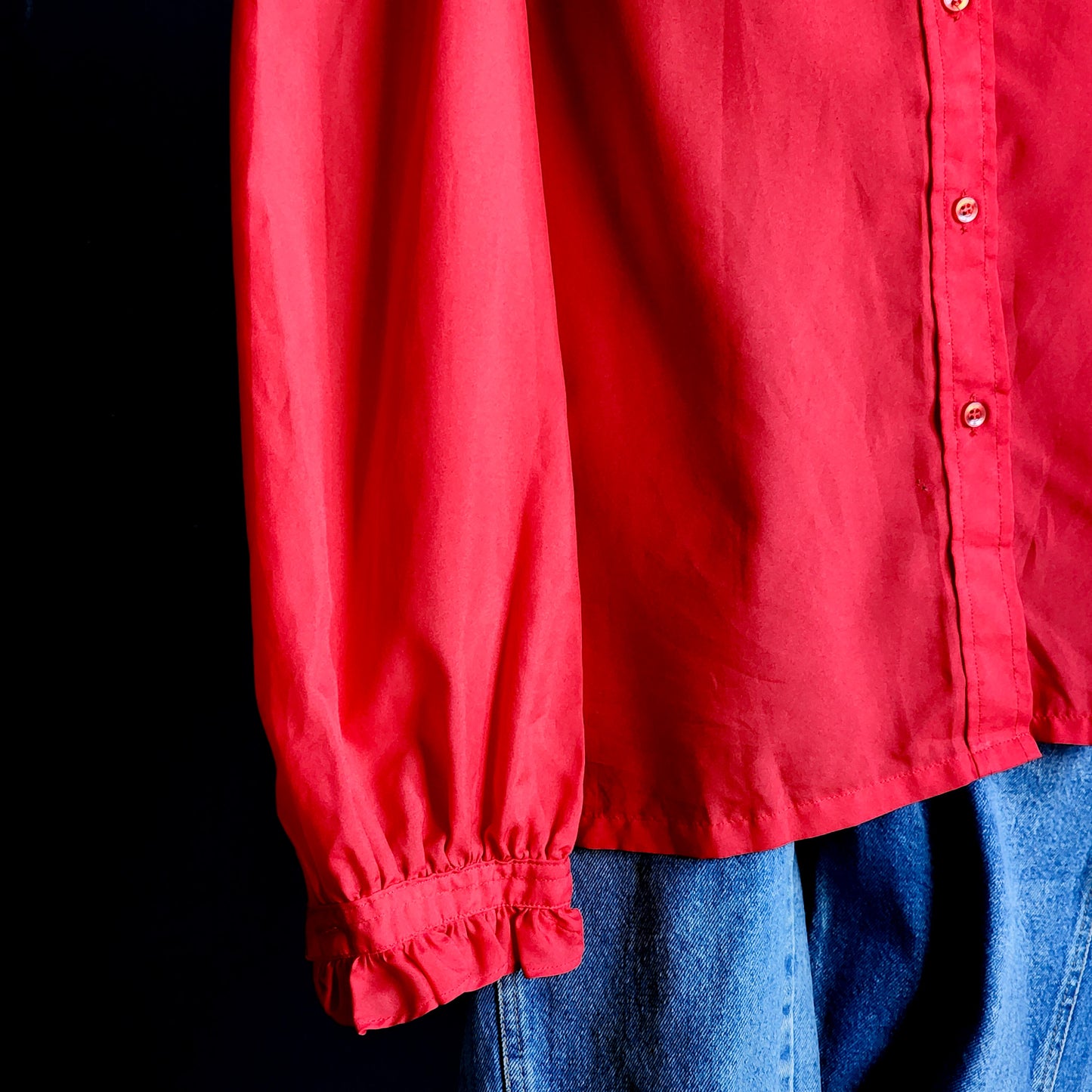 Vintage Red Ruffly & Bow Blouse (18) - Reclaimed Mt. Goods