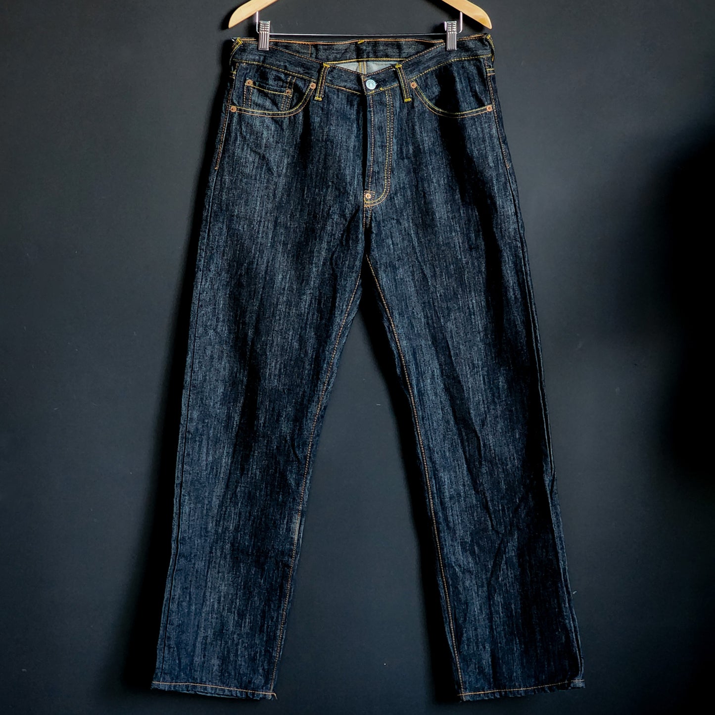 Rare Vintage Japanese "Evisu" Embroidered Koi Fish Wide Legged Y2K Baggy Denim Jeans (34x34) - Reclaimed Mt. Goods
