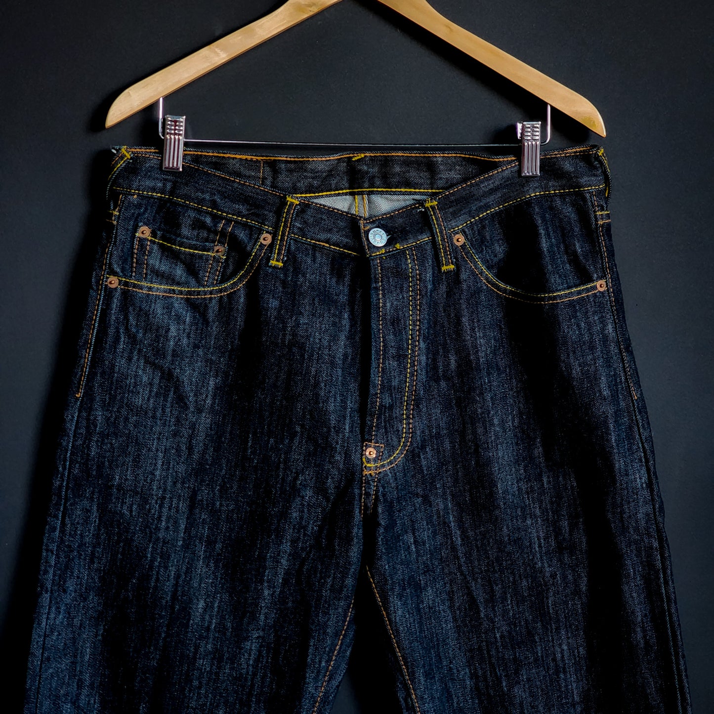 Rare Vintage Japanese "Evisu" Embroidered Koi Fish Wide Legged Y2K Baggy Denim Jeans (34x34) - Reclaimed Mt. Goods