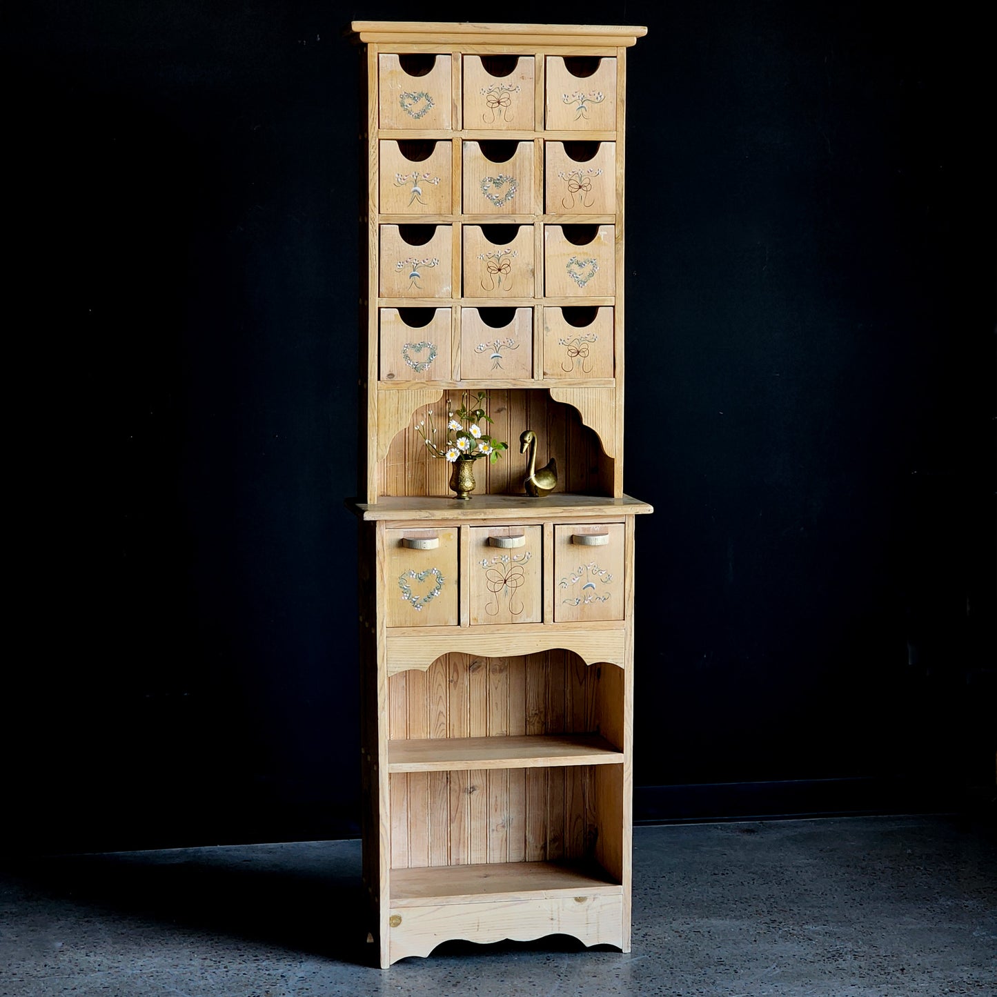 Vintage Handcrafted & Hand Painted Limewashed Apothecary Cabinet - Reclaimed Mt. Goods