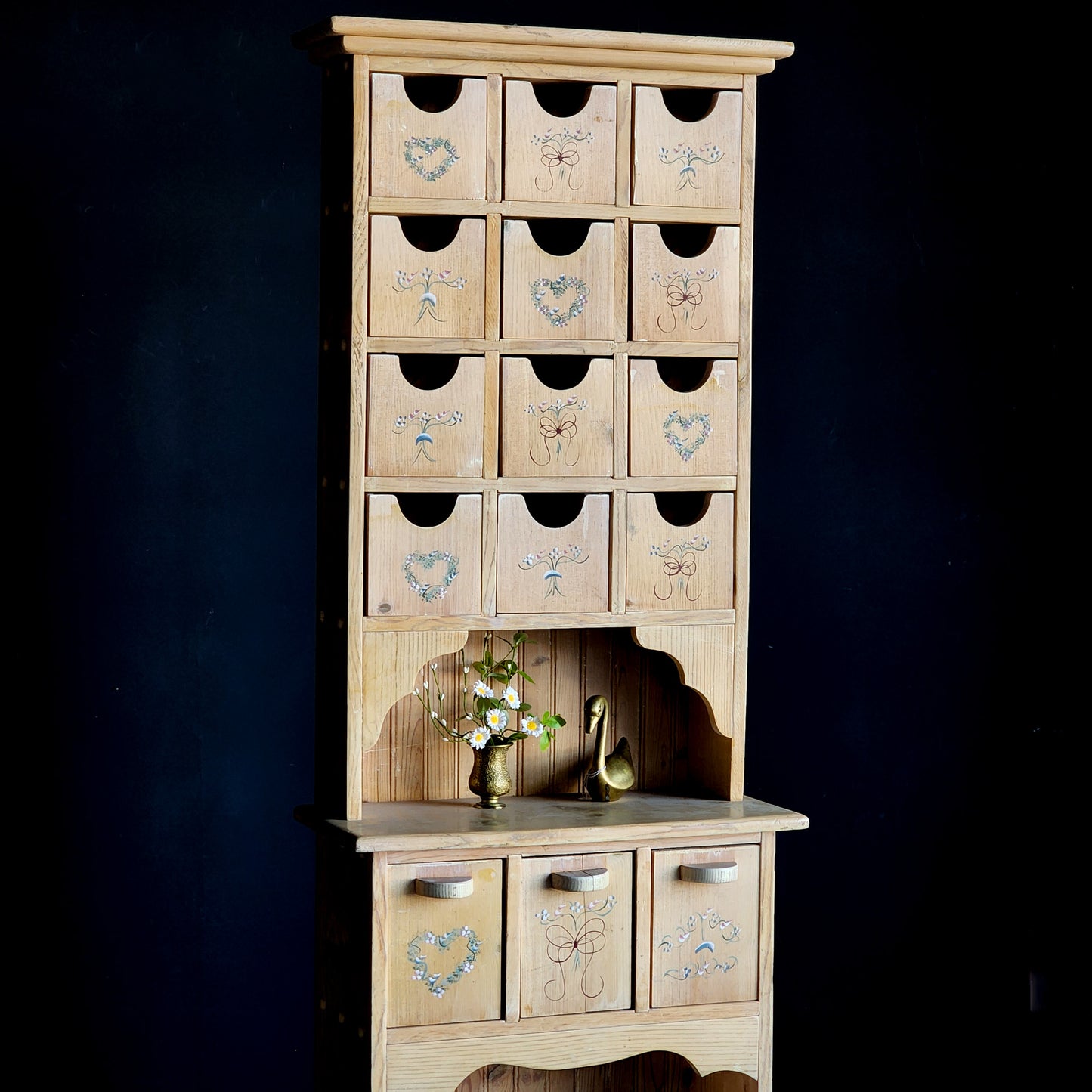 Vintage Handcrafted & Hand Painted Limewashed Apothecary Cabinet - Reclaimed Mt. Goods