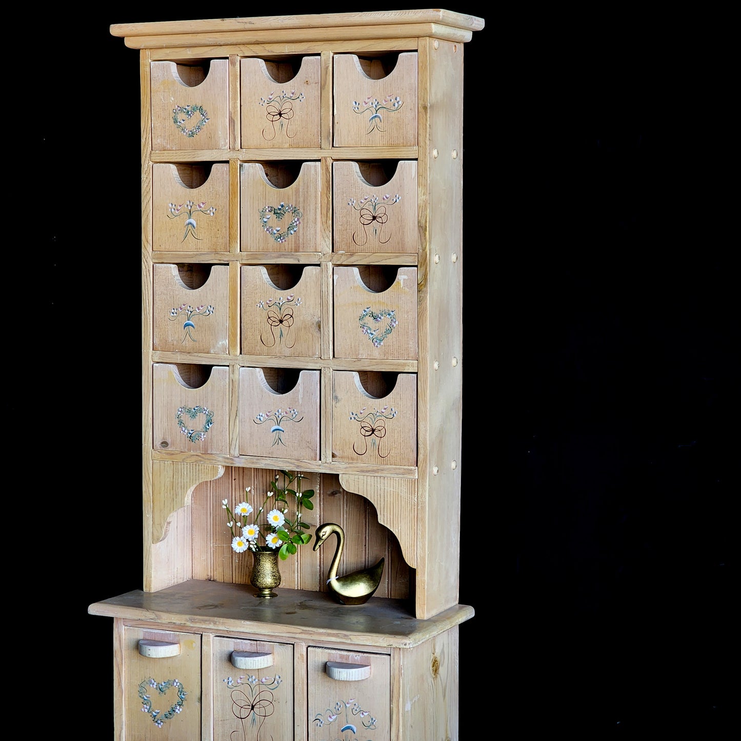 Vintage Handcrafted & Hand Painted Limewashed Apothecary Cabinet - Reclaimed Mt. Goods