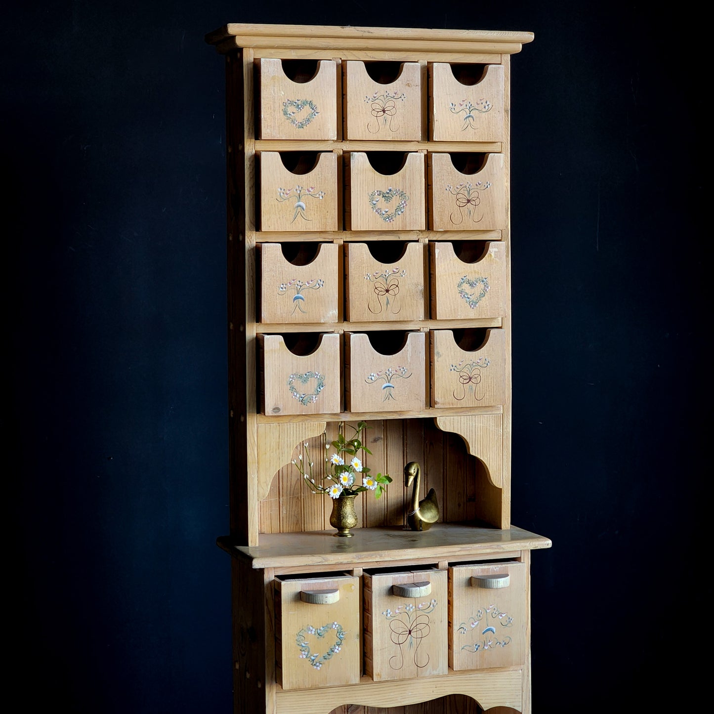 Vintage Handcrafted & Hand Painted Limewashed Apothecary Cabinet - Reclaimed Mt. Goods