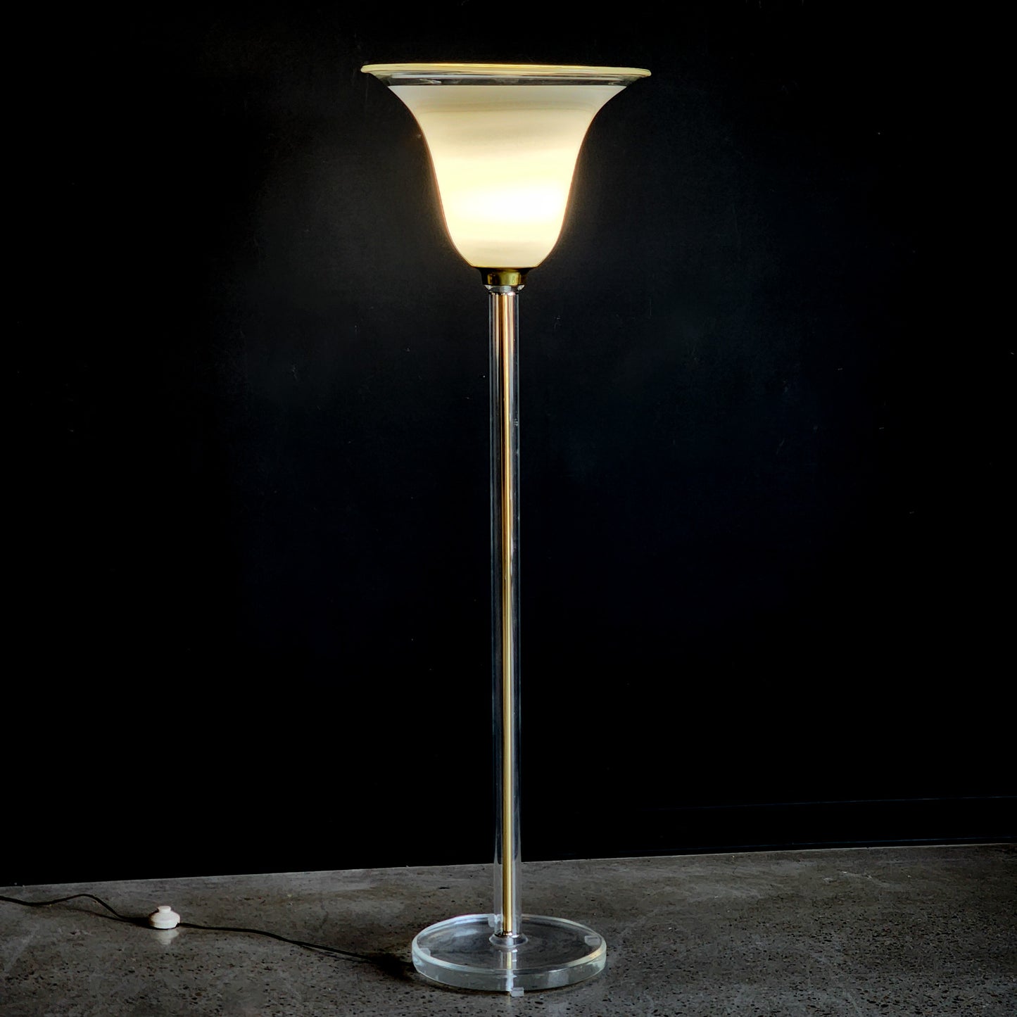 Rare Vintage 1980s Postmodern Murano Floor Lamp on Lucite Base - Reclaimed Mt. Goods