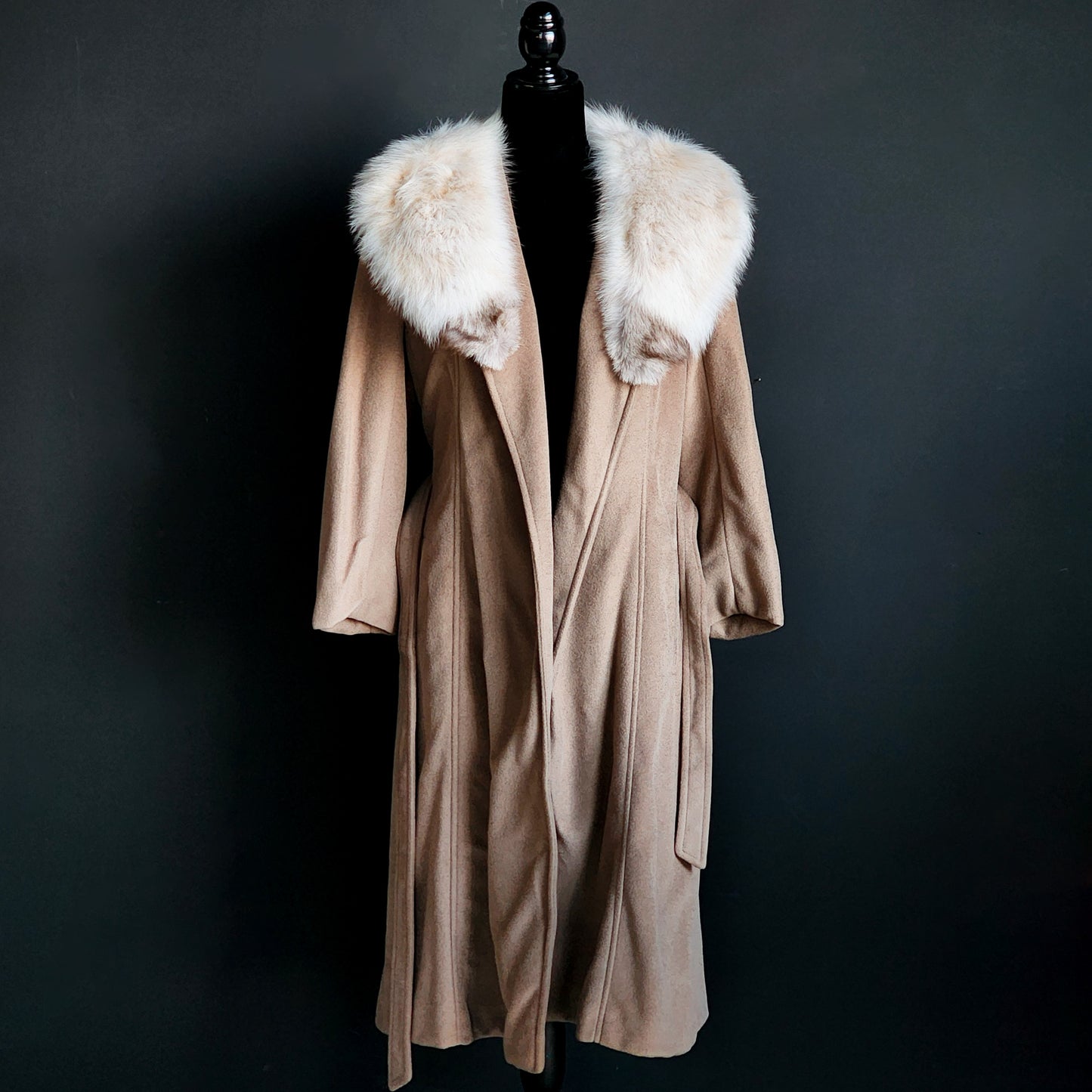 Vintage Womens Wellington Fashions Tan Faux Fur Trench Coat - Reclaimed Mt. Goods