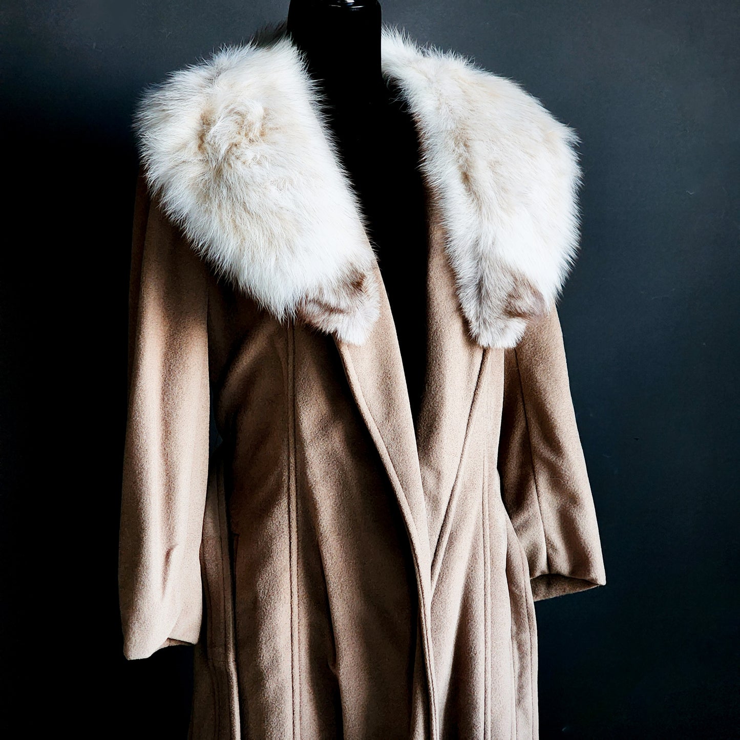 Vintage Womens Wellington Fashions Tan Faux Fur Trench Coat - Reclaimed Mt. Goods