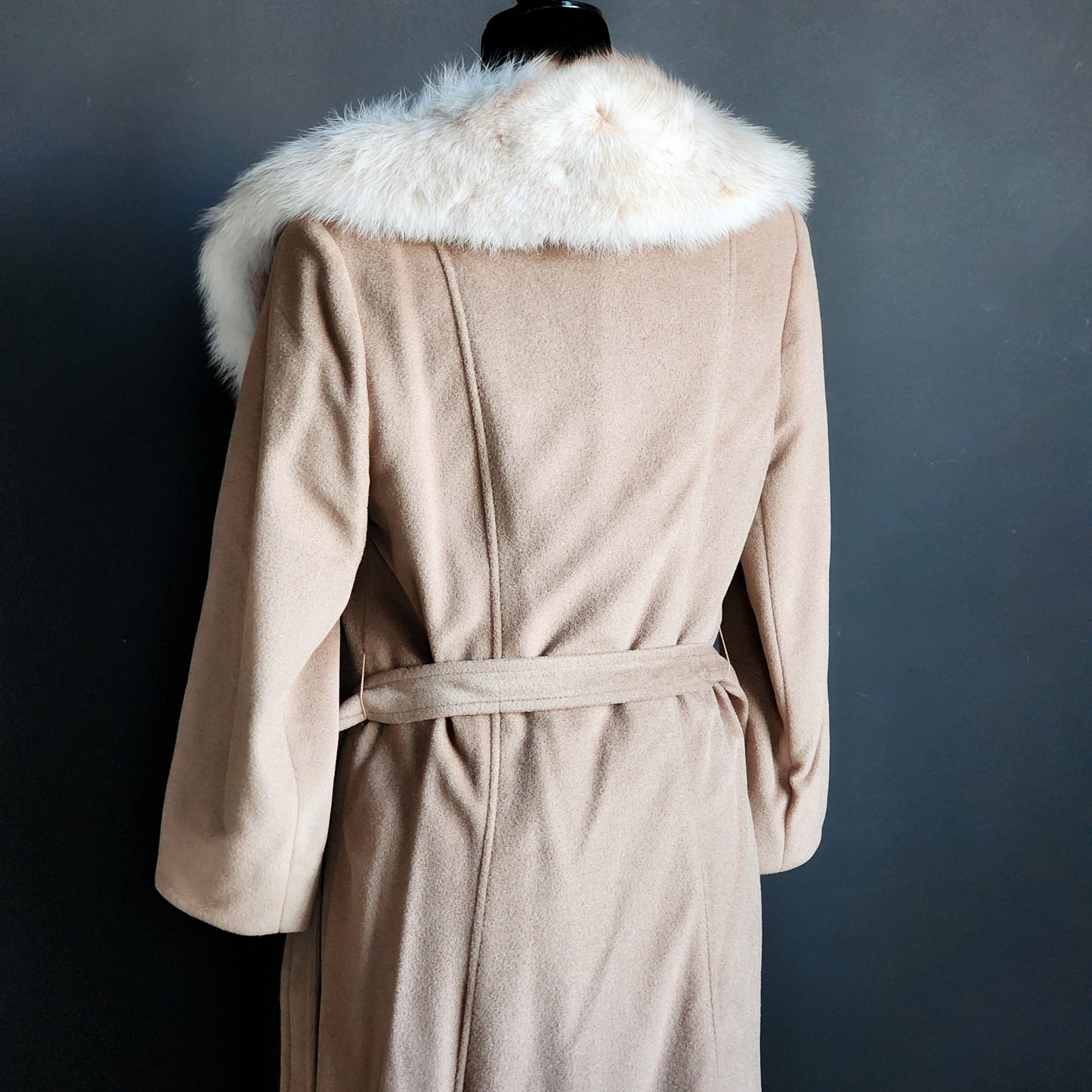 Vintage Womens Wellington Fashions Tan Faux Fur Trench Coat - Reclaimed Mt. Goods