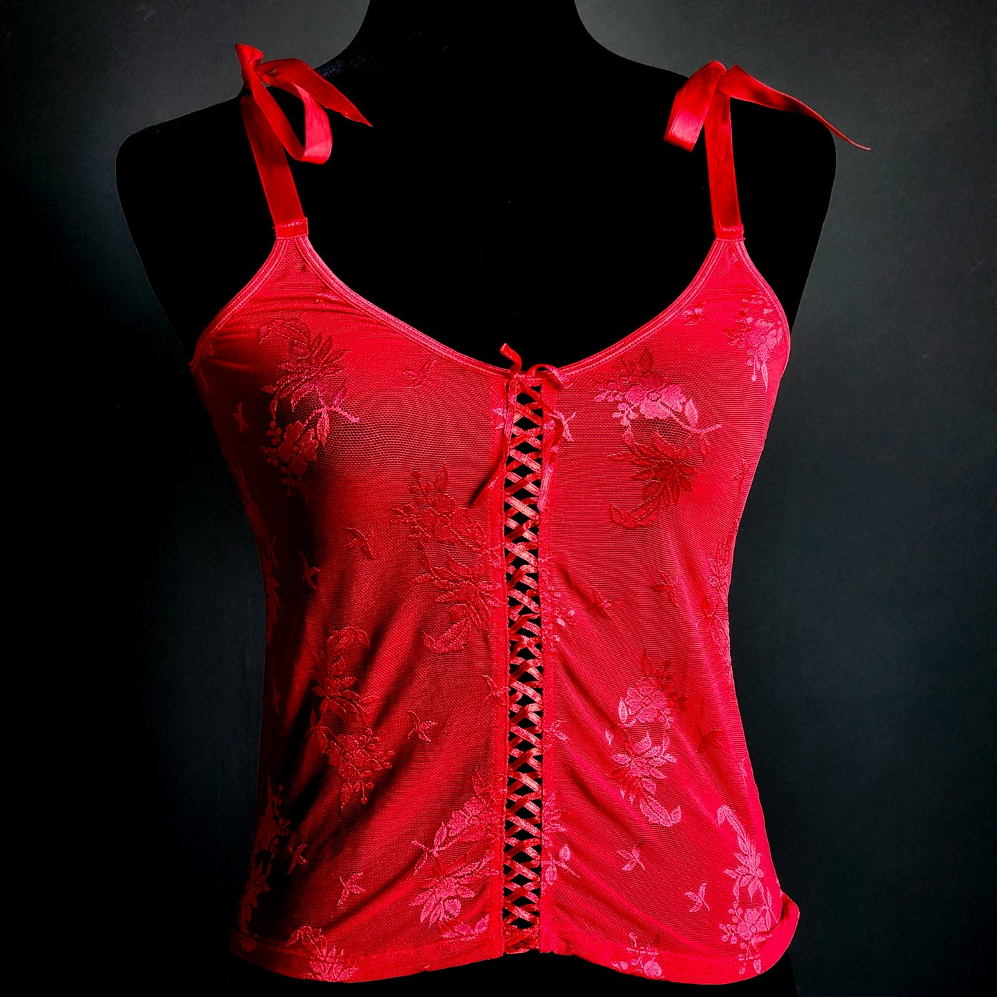 Y2K Rampage Red Vampy Whimsy Bow Top (L) - Reclaimed Mt. Goods