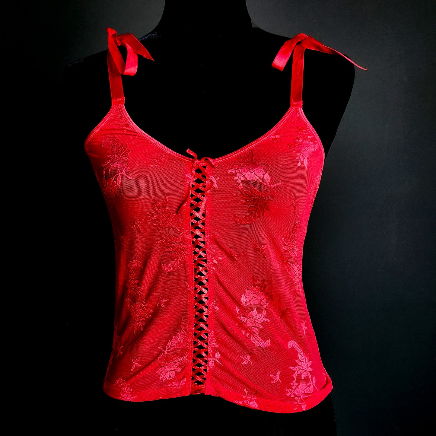 Y2K Rampage Red Vampy Whimsy Bow Top (L) - Reclaimed Mt. Goods