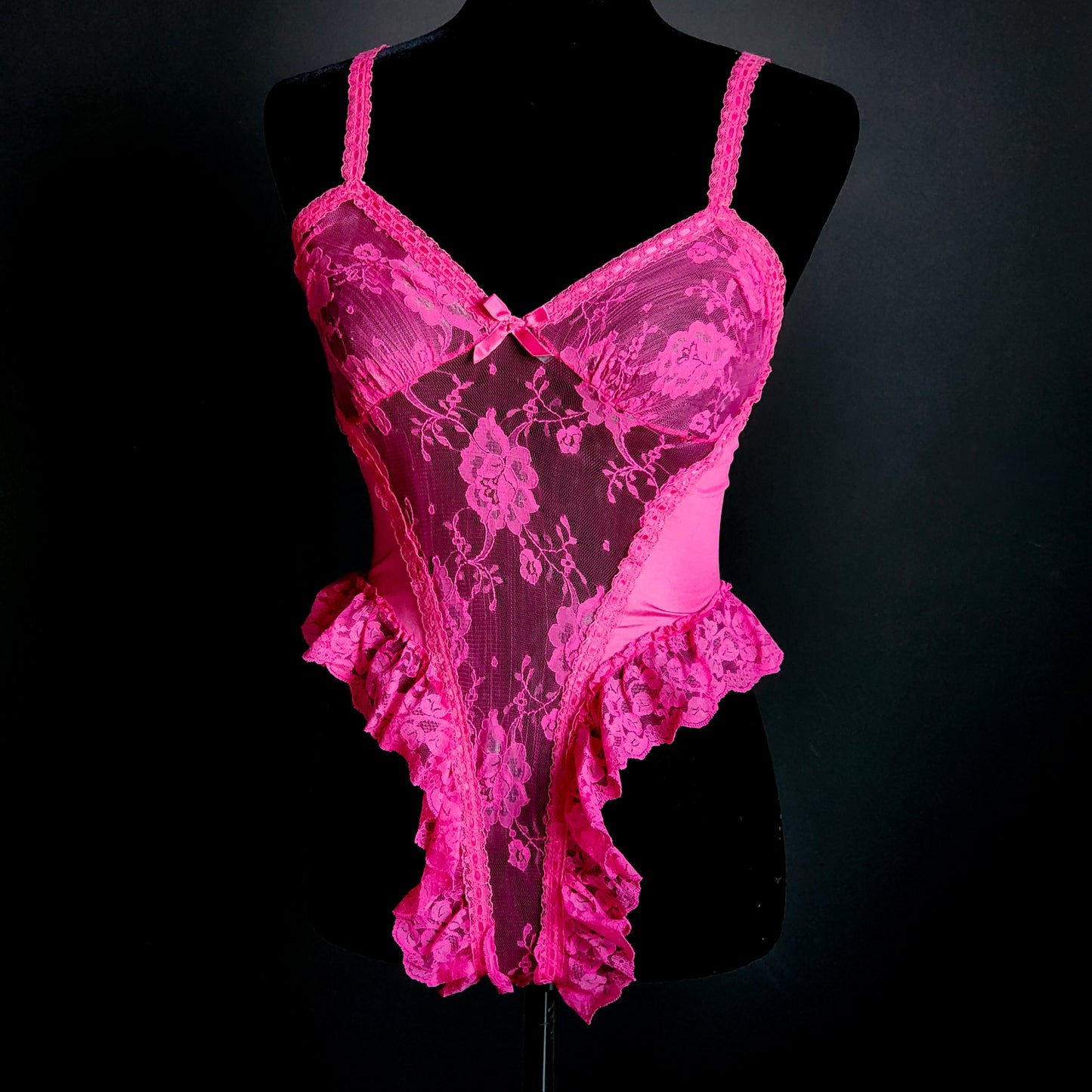 Vintage Sabrina Pink Lace Bodysuit (S) - Reclaimed Mt. Goods