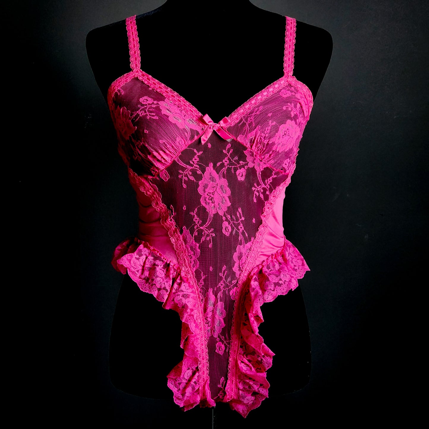 Vintage Sabrina Pink Lace Bodysuit (S) - Reclaimed Mt. Goods