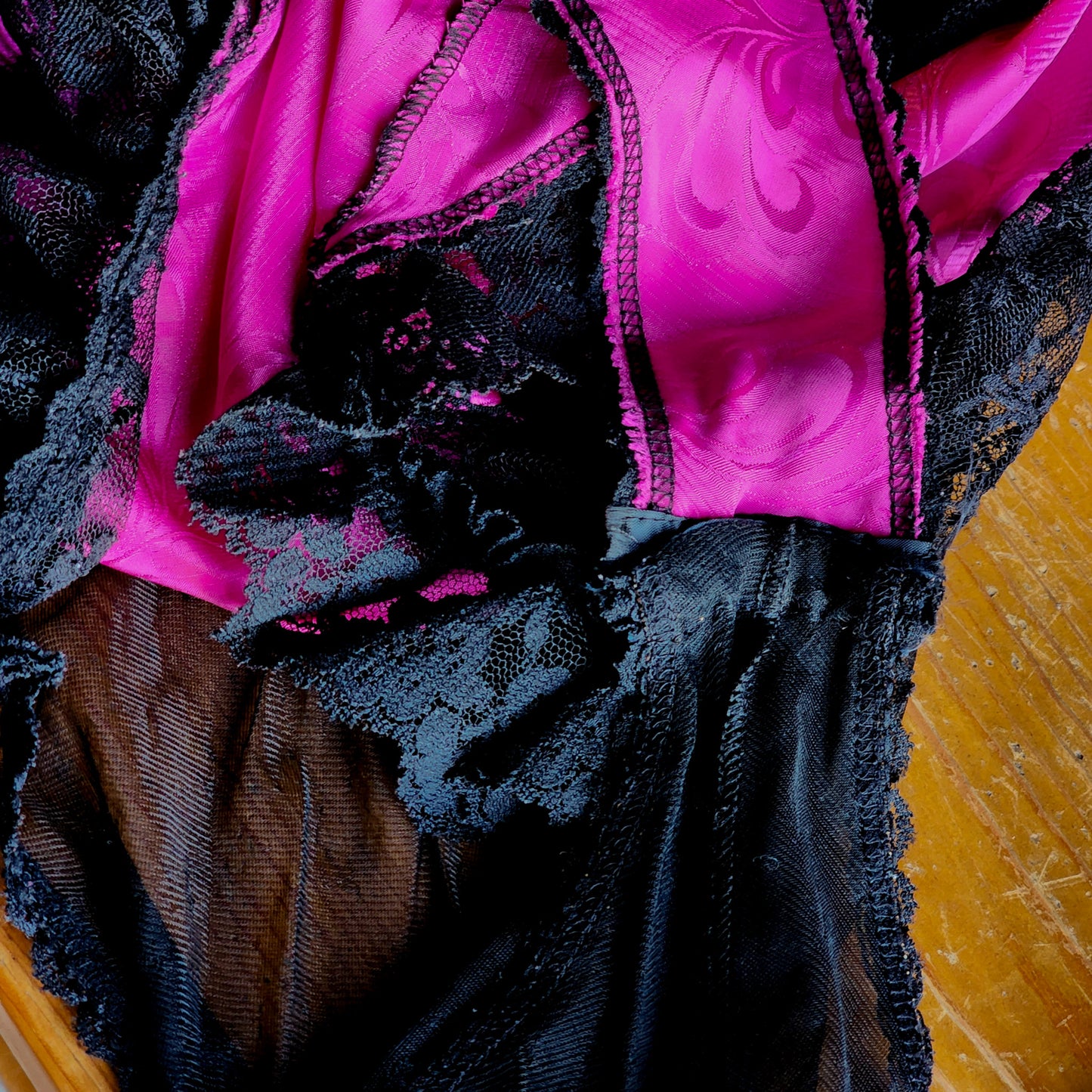 Vintage Madelon Louden Pink & Black Lace Bodysuit (M) - Reclaimed Mt. Goods
