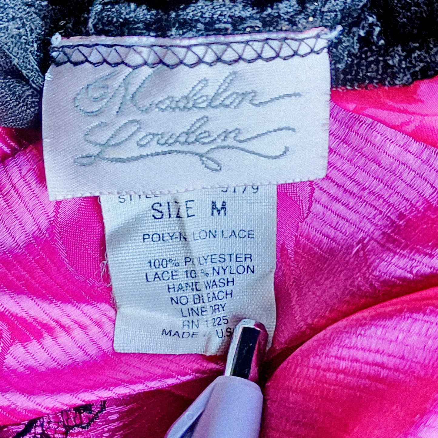 Vintage Madelon Louden Pink & Black Lace Bodysuit (M) - Reclaimed Mt. Goods