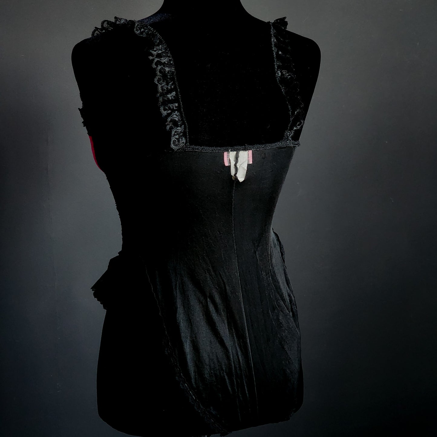 Vintage Madelon Louden Pink & Black Lace Bodysuit (M) - Reclaimed Mt. Goods