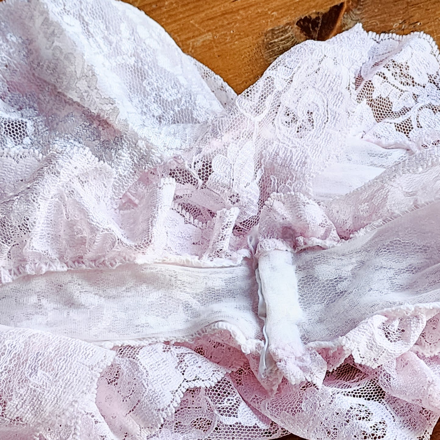 Vintage Tosca Lingerie of California Pink Ruffled Lace Bodysuit (S) - Reclaimed Mt. Goods