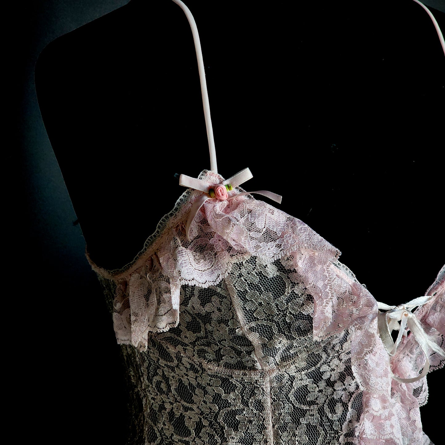 Vintage Tosca Lingerie of California Pink Ruffled Lace Bodysuit (S) - Reclaimed Mt. Goods
