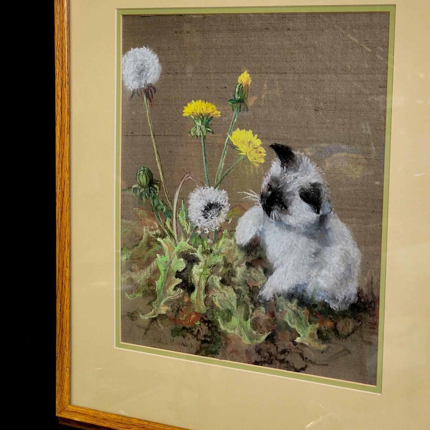 Vtg Original Kitten & Dandelion Oil Painting - Reclaimed Mt. Goods