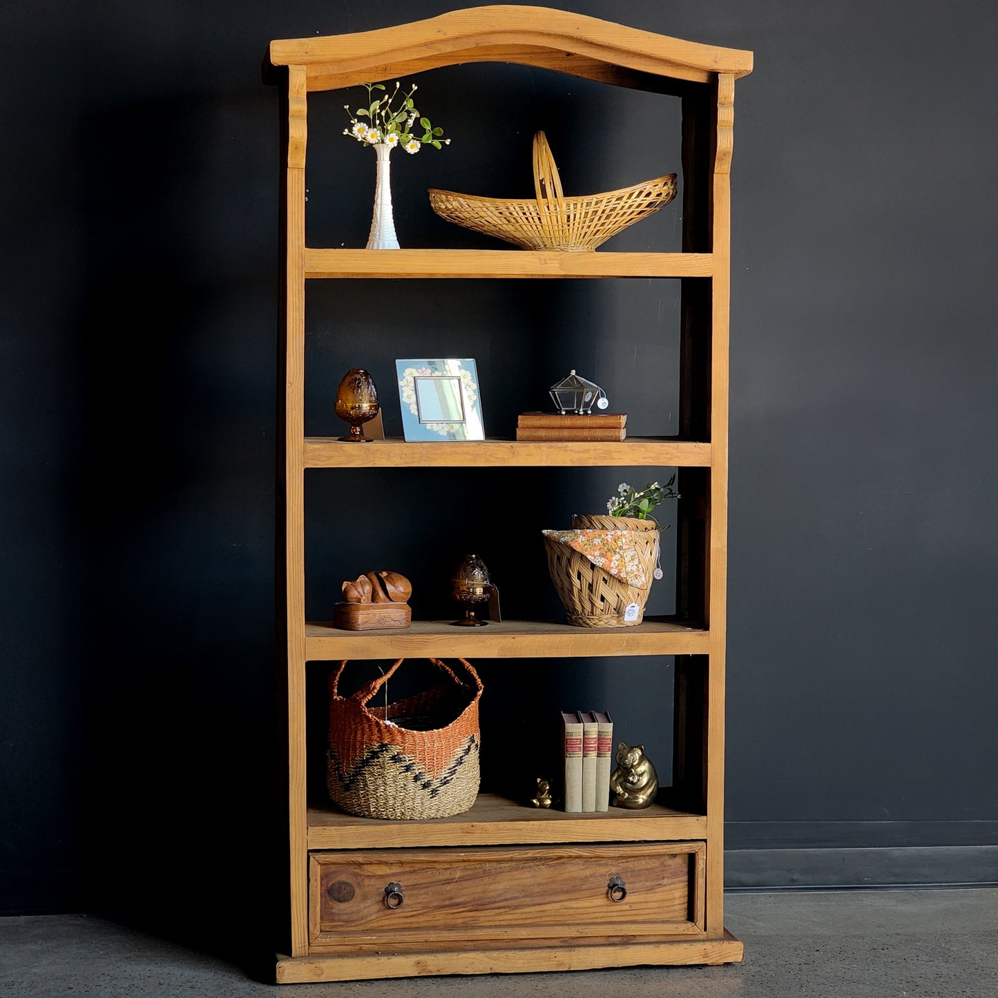 Arched Mexican Pine Rustic Bookshelf