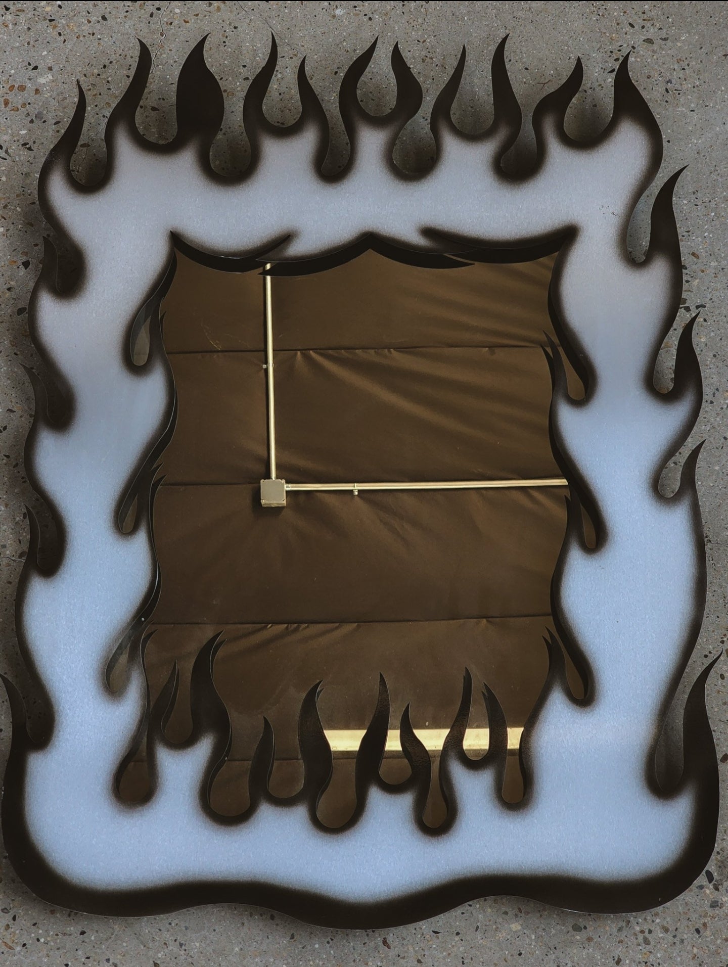 Vtg Postmodern Custom Metal Flame Mirror - Reclaimed Mt. Goods