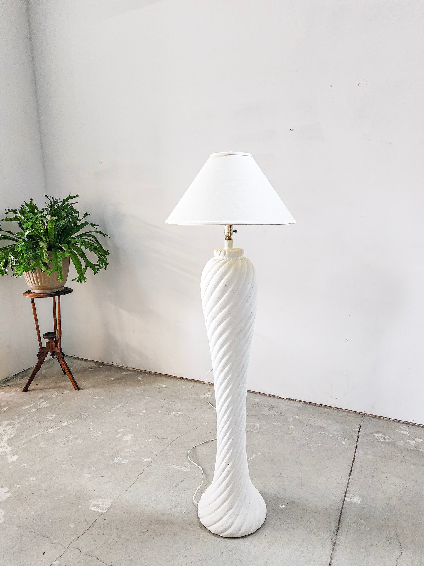 White Ceramic Swirly Floor Lamp - Reclaimed Mt. Goods