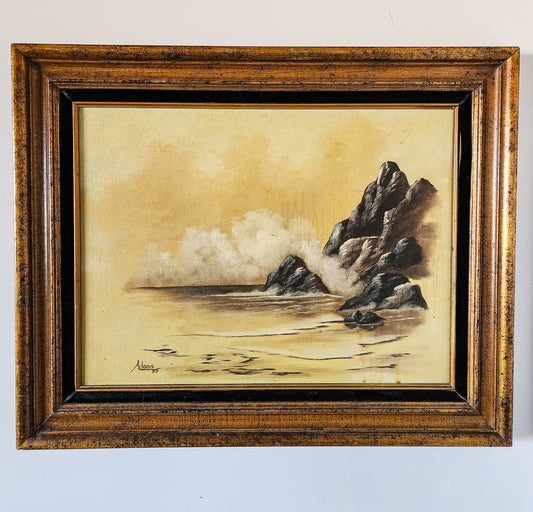 Original Coastal Oil Painting - Reclaimed Mt. Goods
