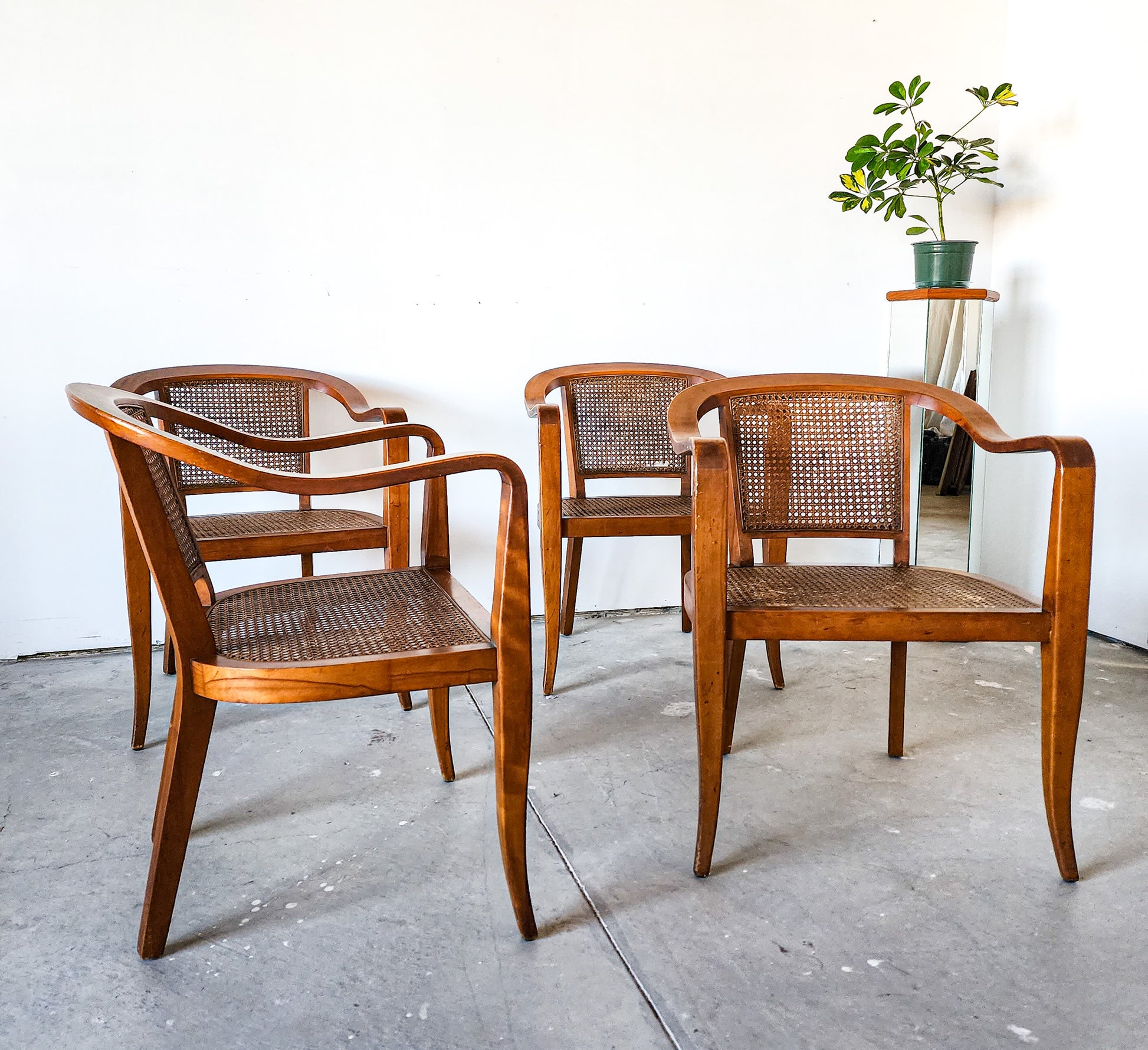 Cand & Walnut Edward Wormley Style Chairs - Reclaimed Mt. Goods