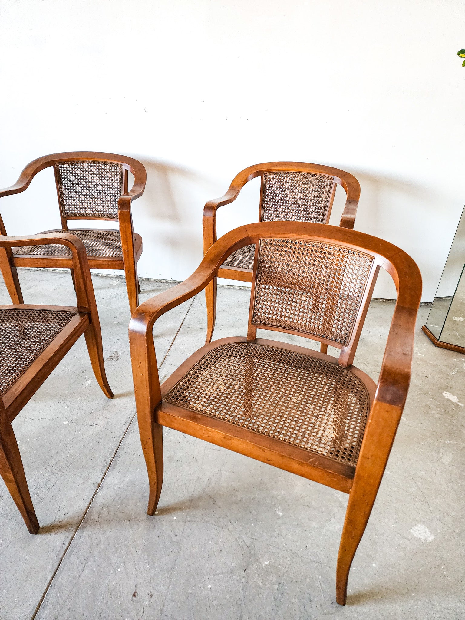 Cand & Walnut Edward Wormley Style Chairs - Reclaimed Mt. Goods