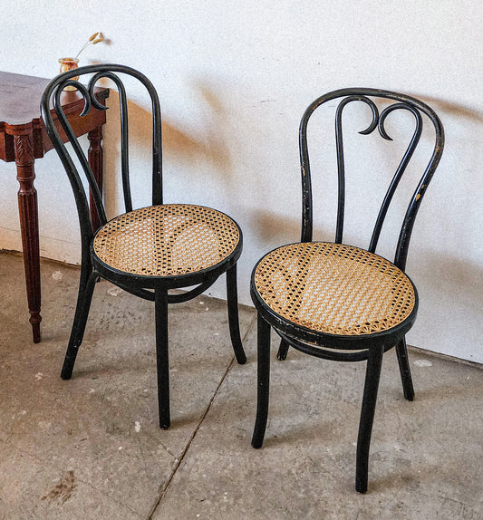 Vintage Black Bentwood Caned Dining Chair - Reclaimed Mt. Goods