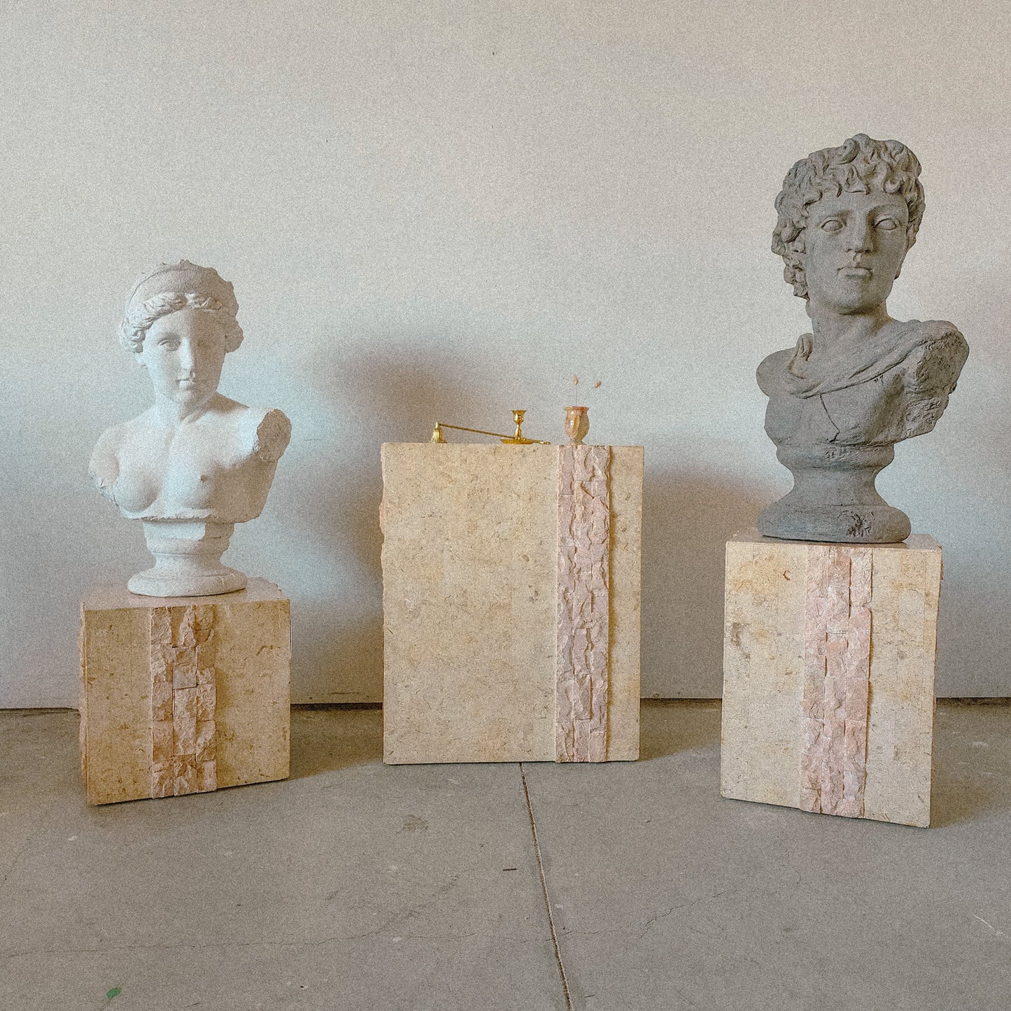 Postmodern Tessellated Stone Pedestal or Accent Table