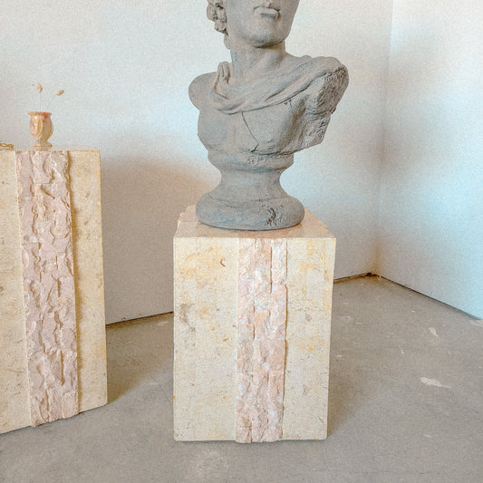 Postmodern Tessellated Stone Pedestal or Accent Table (Med)