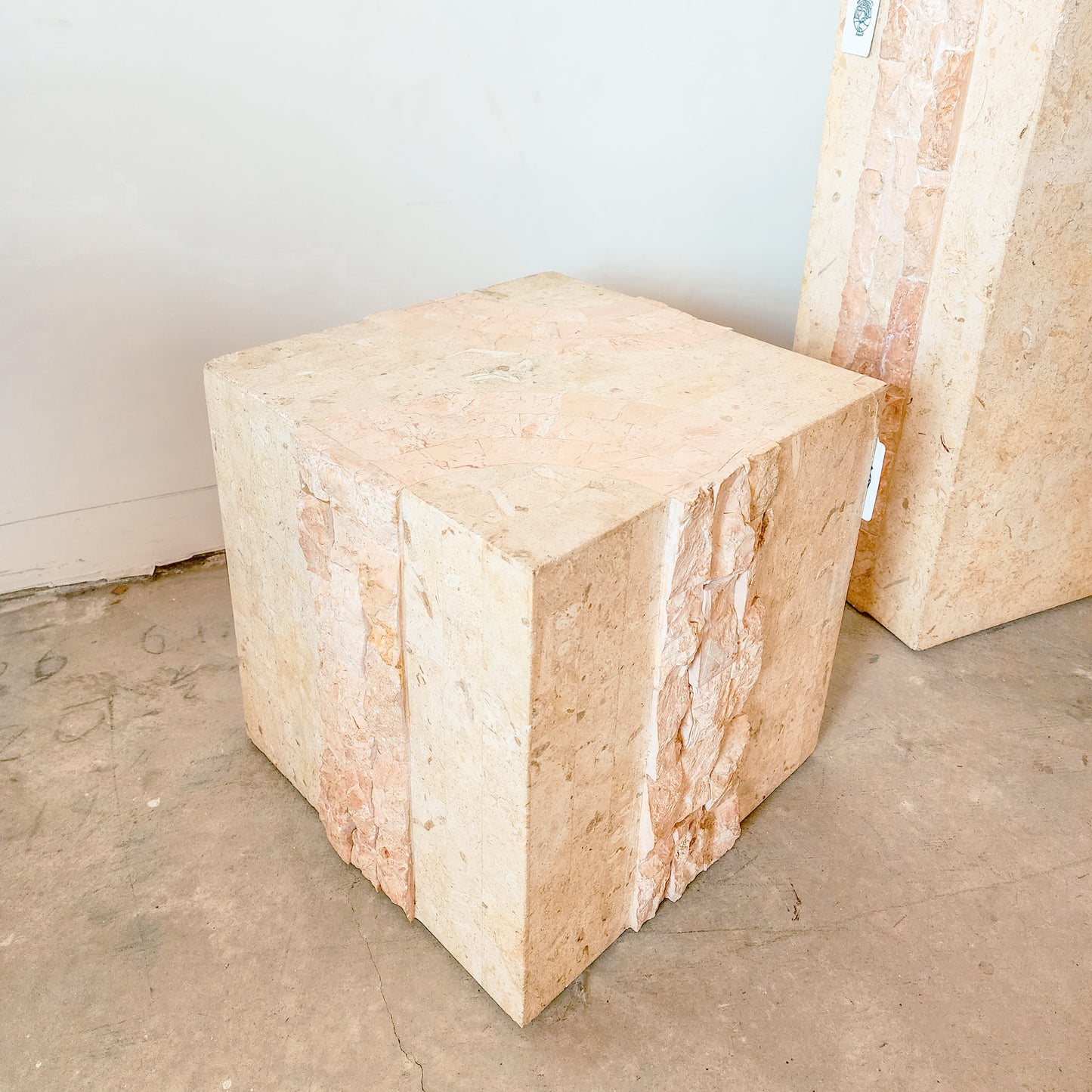 Postmodern Tessellated Stone Pedestal or Accent Table