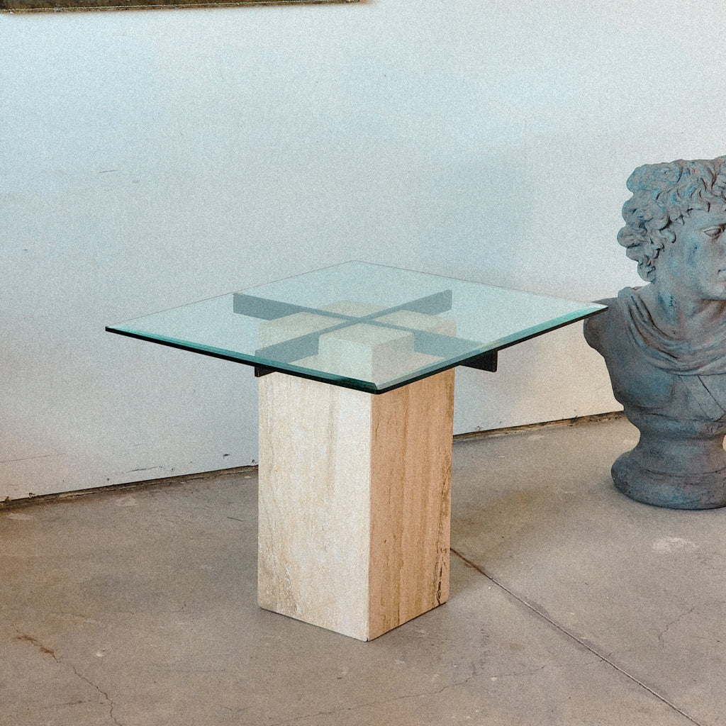 Postmodern Travertine Accent Table - Reclaimed Mt. Goods