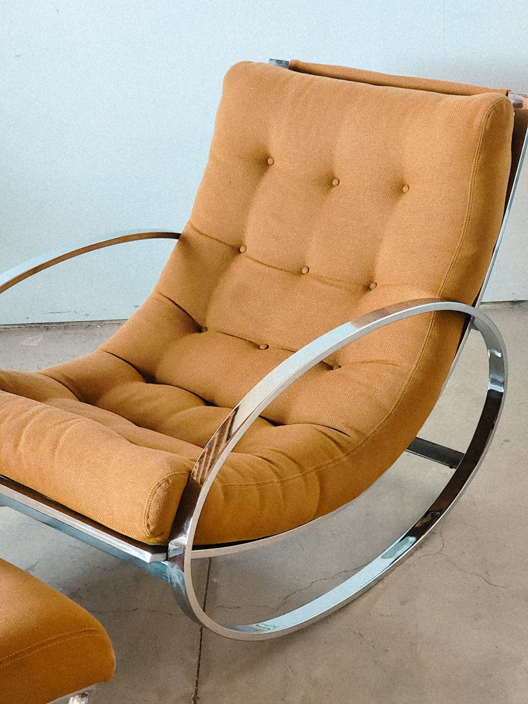 Renato Zevi Ellipse Lounge Chair w/ Ottoman for Selig Italy - Reclaimed Mt. Goods