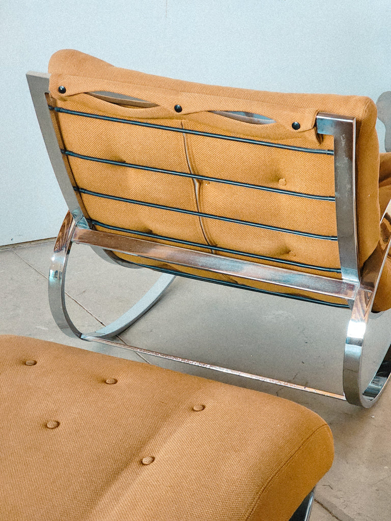 Renato Zevi Ellipse Lounge Chair w/ Ottoman for Selig Italy - Reclaimed Mt. Goods