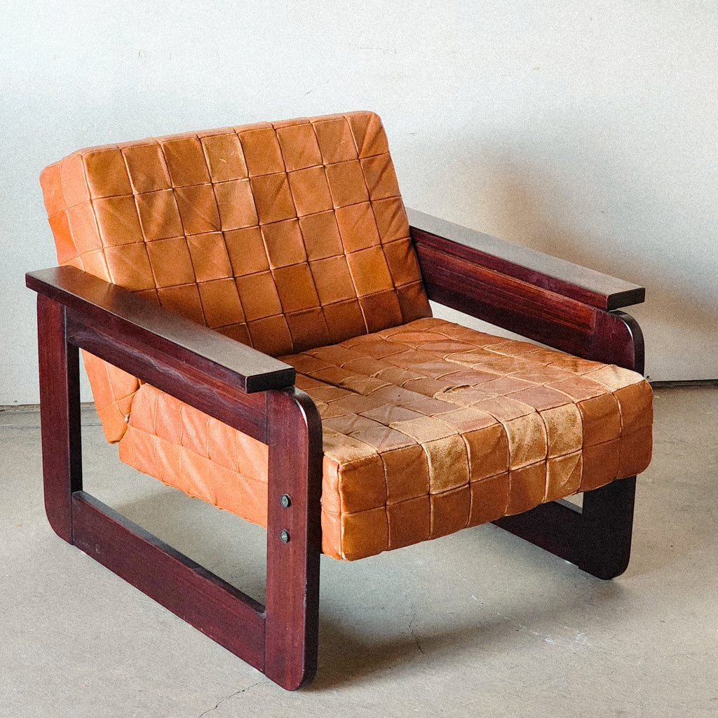 1960s Percival Lafer Leather Patchwork Armchair - Reclaimed Mt. Goods