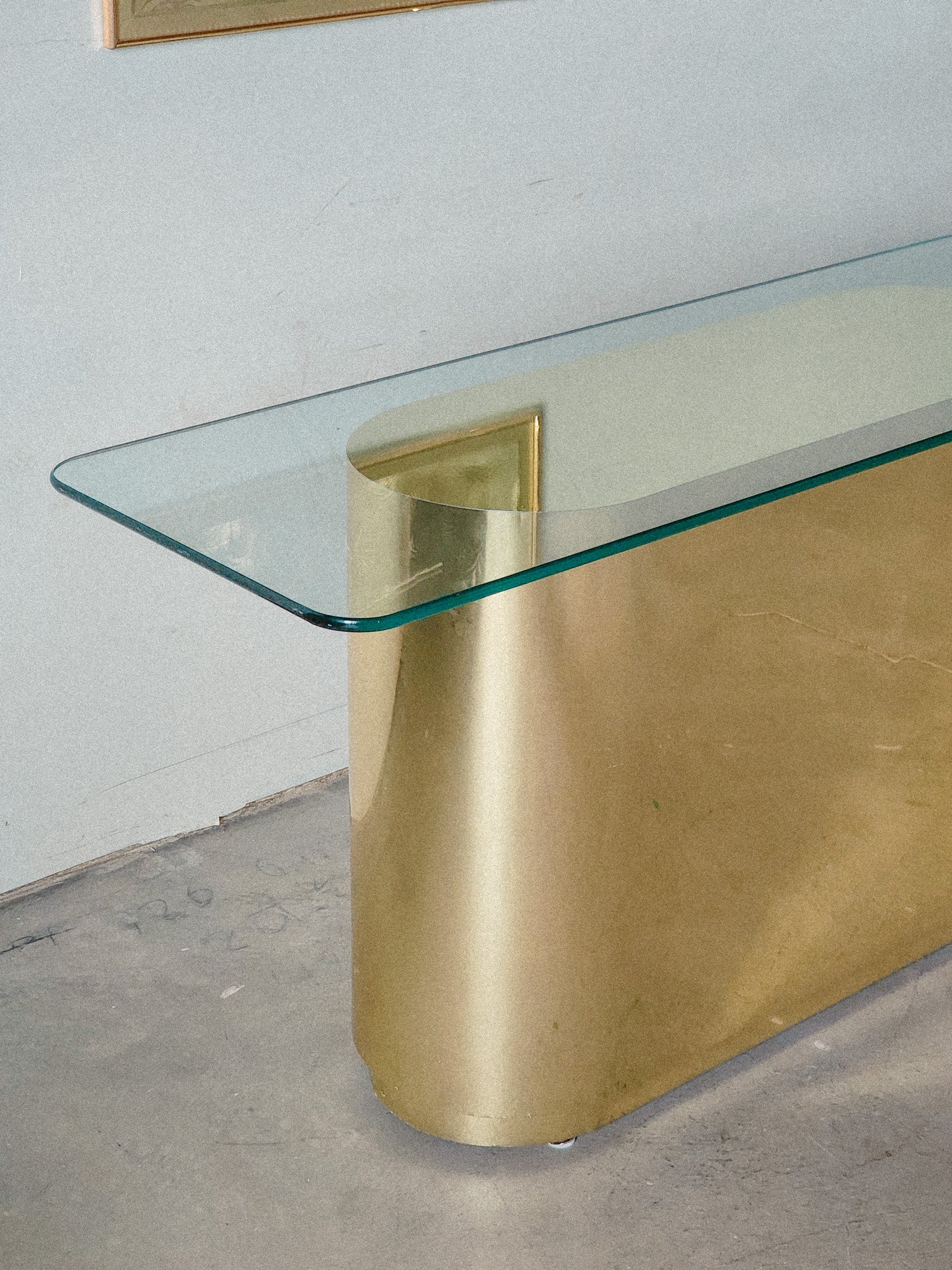 Postmodern Brass Oval Console Table - Reclaimed Mt. Goods