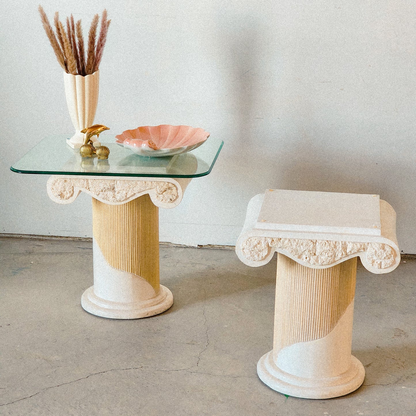 Postmodern Tessellated Stone Column Accent Table - Reclaimed Mt. Goods