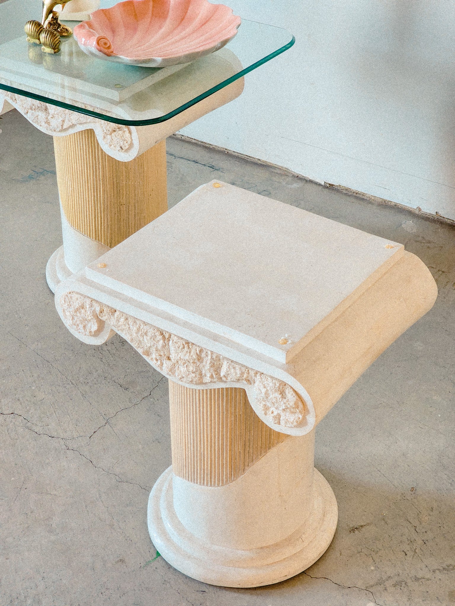 Postmodern Tessellated Stone Column Accent Table - Reclaimed Mt. Goods