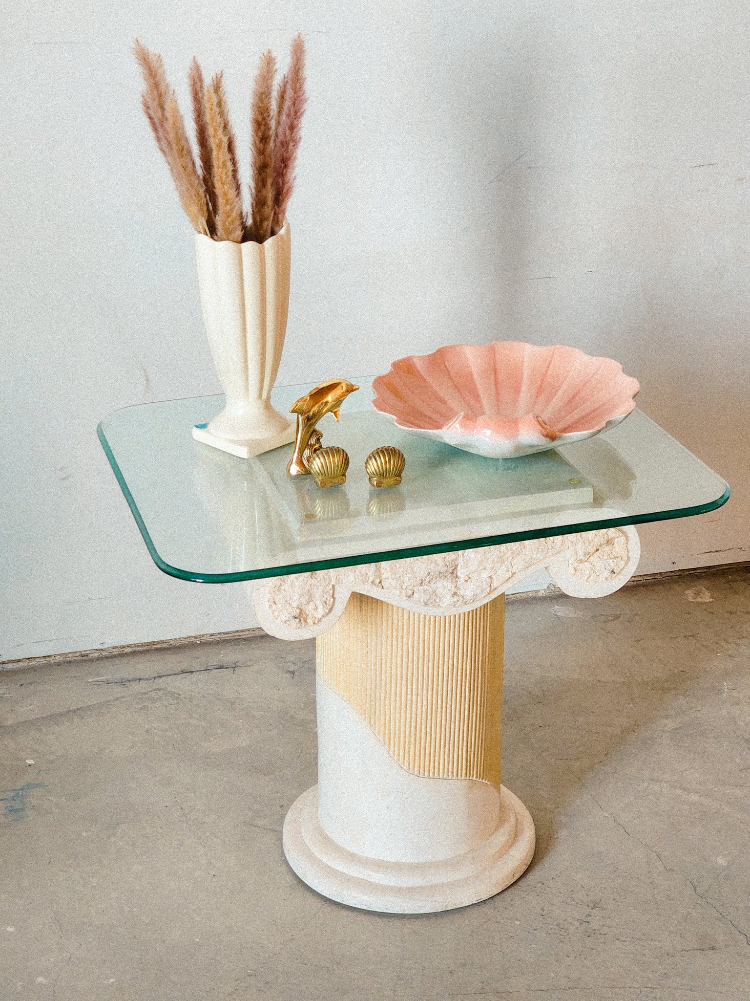 Postmodern Tessellated Stone Column Accent Table - Reclaimed Mt. Goods