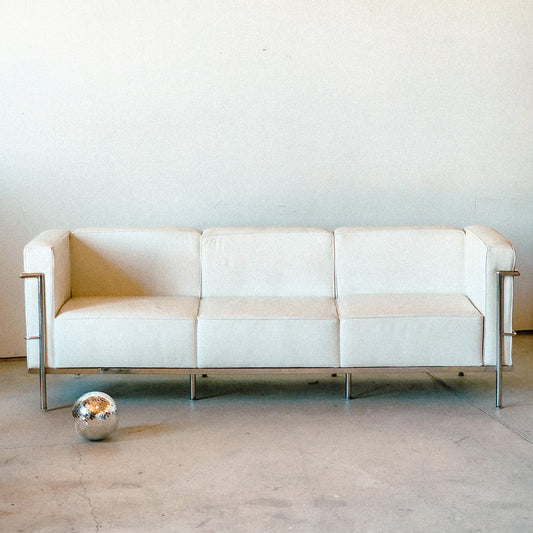 Le Corbusier White Leather Reproduction Sofa - Reclaimed Mt. Goods