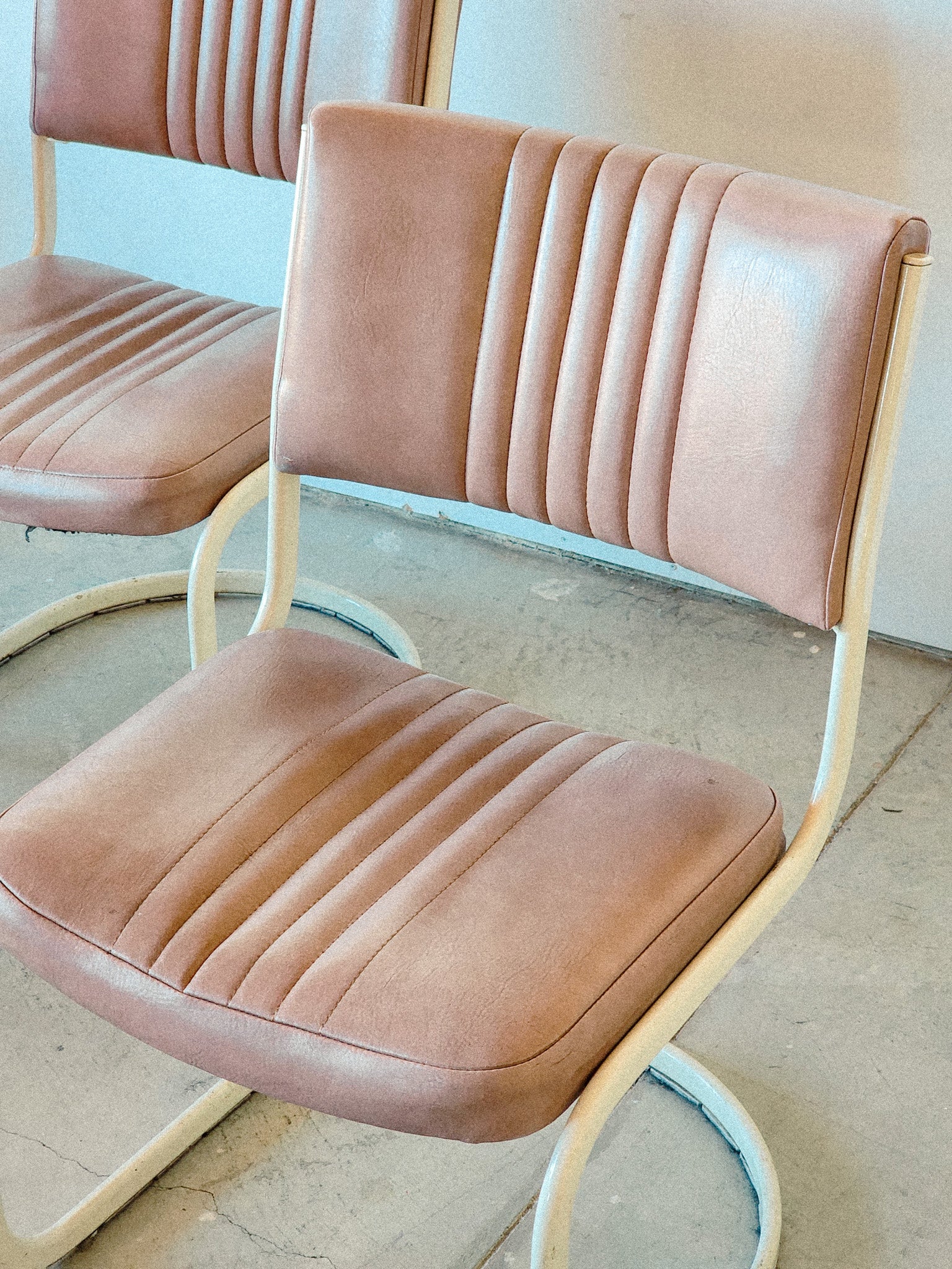 Postmodern Mauve Leather Dining Chair - Reclaimed Mt. Goods