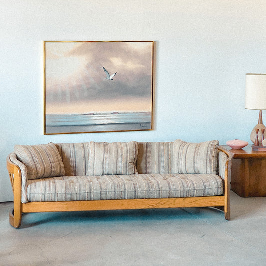 1980s Vintage Howard Furniture Crescent Spindle-Back Sofa - Reclaimed Mt. Goods