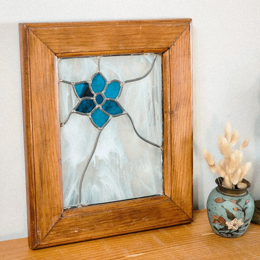 Vintage Oak Framed Stained Glass Art - Reclaimed Mt. Goods